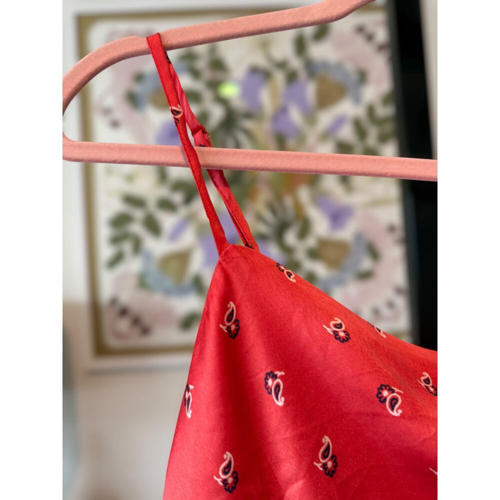 Japna Red Satin Bandana Tie Tank Top Size M - Picture 2 of 7